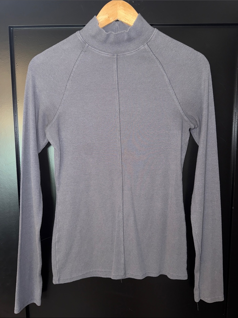 Tribe Kelley Ribbed Long Sleeve Mock Neck in Gray